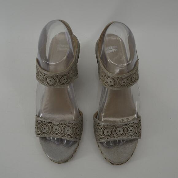 Johnston & Murphy Wedge Sandals Gray Cutout Espadrille 7.5 - Picture 8 of 15